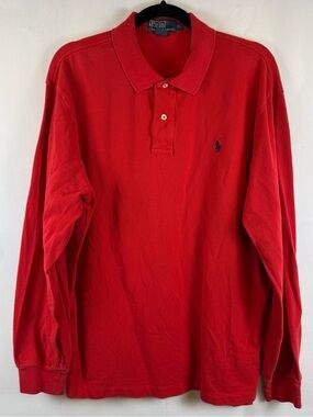 Polo Ralph Lauren Red Long Sleeve Polo Shirt Pony Logo Men’s XL